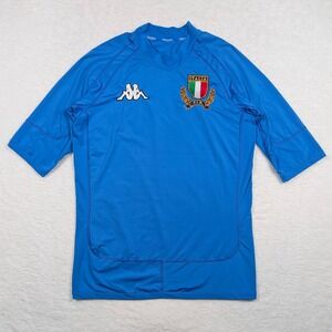 Vintage Kappa Italia FIR Rugby Jersey Mens M Blue Training Shirt Made In Italy